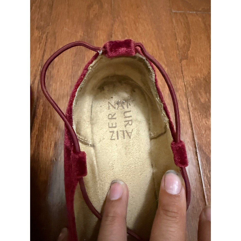 Naturalizer Carah Burgundy Velvet Lace Up Ballet Flats Womens Size 6M - Picture 2 of 10